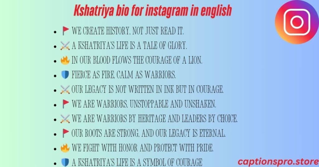 Kshatriya bio for instagram in english